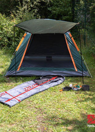 Toolbrothers Outdoor Camping-Set Zelt für 2-4 Personen Hydraulikzelt  Pop-Up zelt + Campingausrüstung 13-tlg