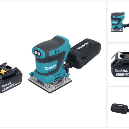 Makita DBO 484 T1 Akku Schwingschleifer 18 V 112 x 102 mm + 1x Akku 5,0 Ah - ohne Ladegerät