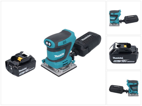 Makita DBO 484 T1 Akku Schwingschleifer 18 V 112 x 102 mm + 1x Akku 5,0 Ah - ohne Ladegerät