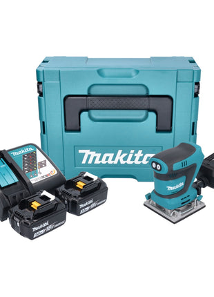 Makita DBO 484 RFJ Akku Schwingschleifer 18 V 112 x 102 mm + 2x Akku 3,0 Ah + Ladegerät + Makpac