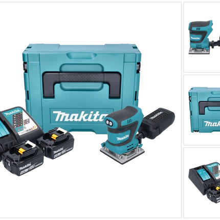 Makita DBO 484 RMJ Akku Schwingschleifer 18 V 112 x 102 mm + 2x Akku 4,0 Ah + Ladegerät + Makpac