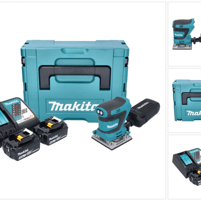 Makita DBO 484 RMJ Akku Schwingschleifer 18 V 112 x 102 mm + 2x Akku 4,0 Ah + Ladegerät + Makpac