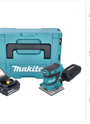 Lijadora orbital a batería Makita DBO 484 RG1J 18 V 112 x 102 mm + 1x batería 6,0 Ah + cargador + Makpac