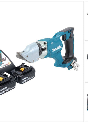 Makita DJS 200 RF Akku Blechschere 18 V 2,0 mm Brushless + 2x Akku 3,0 Ah + Ladegerät