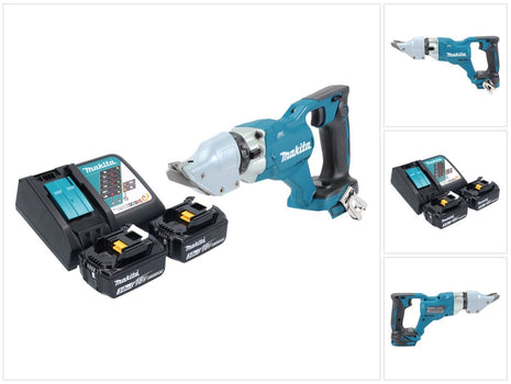 Makita DJS 200 RF Akku Blechschere 18 V 2,0 mm Brushless + 2x Akku 3,0 Ah + Ladegerät