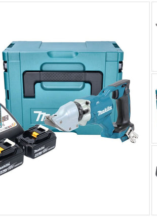 Makita DJS 200 RMJ batterie cisailles à tôle 18 V 2,0 mm brushless + 2x batteries 4,0 Ah + chargeur + Makpac