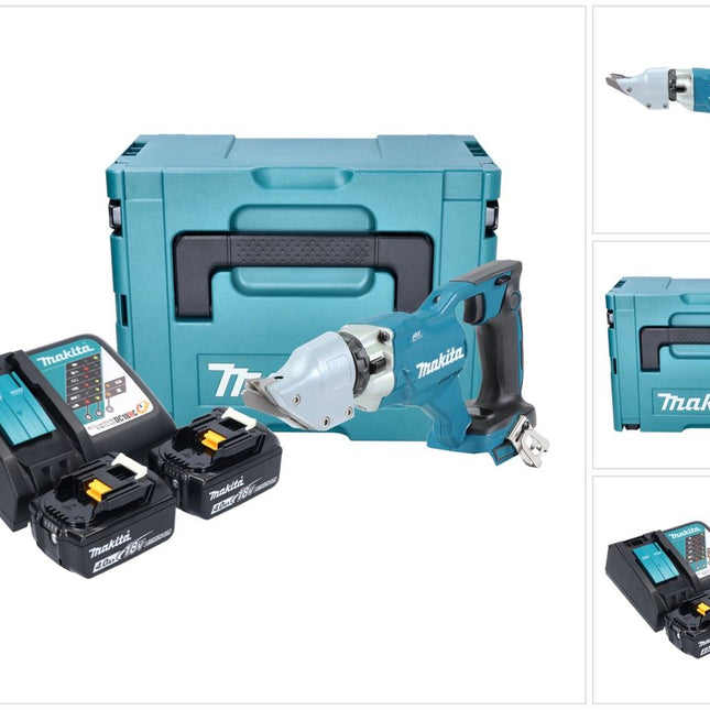 Makita DJS 200 RMJ Akku Blechschere 18 V 2,0 mm Brushless + 2x Akku 4,0 Ah + Ladegerät + Makpac