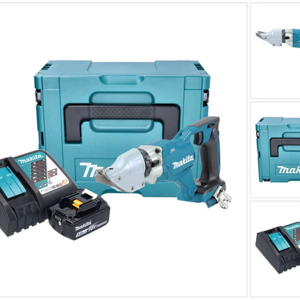 Makita DJS 200 RT1J Akku Blechschere 18 V 2,0 mm Brushless + 1x Akku 5,0 Ah + Ladegerät + Makpac