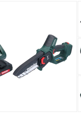 Metabo MS 18 LTX 15 Akku Gehölzsäge 18 V 15 cm 5 m/s + 1x Akku 2,0 Ah + Ladegerät