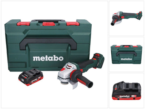 Metabo WVB 18 LTX BL 15-125 Amoladora angular de batería Quick 18 V 125 mm sin escobillas + 1x batería 4,0 Ah + metaBOX - sin cargador