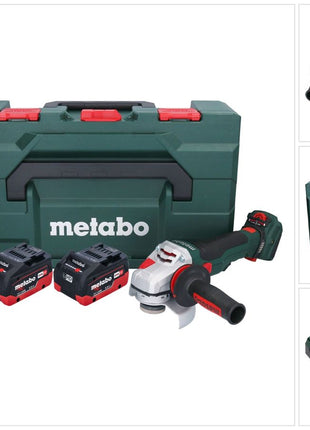 Metabo WVB 18 LTX BL 15-125 Amoladora angular de batería Quick 18 V 125 mm (601731660) sin escobillas + 2x batería 5,5 Ah + cargador + metaBOX