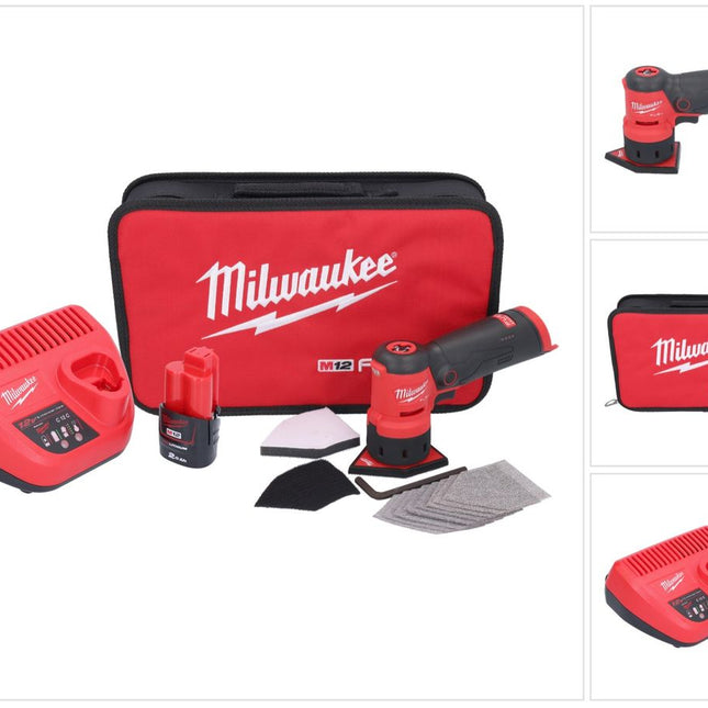 Milwaukee M12 FDSS-201B Akku Punktschleifer 12 V 88,8 x 63,5 mm + 1x Akku 2,0 Ah + Ladegerät