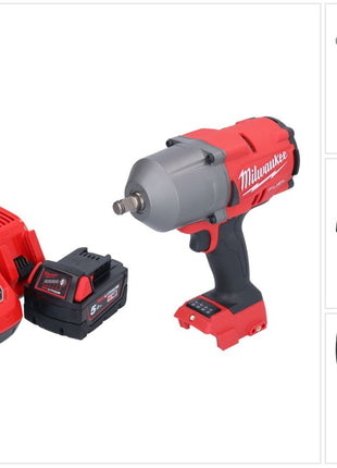 Llave de impacto a batería Milwaukee M18 FHIWF12-501 18 V 1356 Nm 1/2" sin escobillas + 1x batería 5,0 Ah + cargador