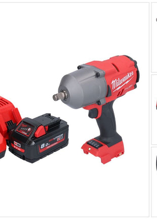 Milwaukee M18 FHIWF12-801 atornillador de impacto inalámbrico 18 V 1356 Nm 1/2" sin escobillas + 1x batería 8,0 Ah + cargador