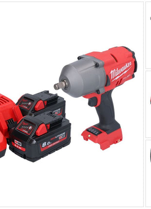 Clé à chocs sans fil Milwaukee M18 FHIWF12-802 18 V 1356 Nm 1/2" brushless + 2x batterie 8,0 Ah + chargeur