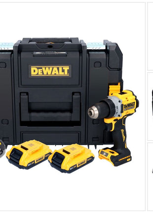 Perceuse-visseuse sans fil DeWalt DCD 800 D2T 18 V 90 Nm sans balais + 2x batteries 2,0 Ah + chargeur + TSTAK