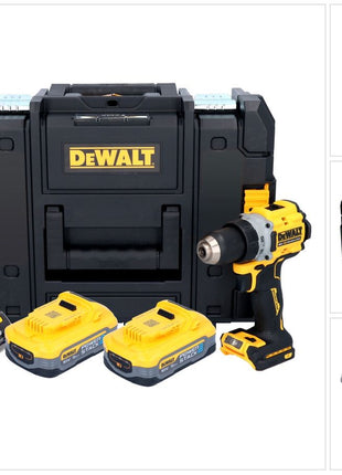 Perceuse-visseuse sans fil DeWalt DCD 800 H2T 18 V 90 Nm sans balais + 2x batteries 5,0 Ah + chargeur + TSTAK