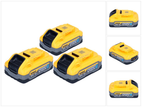 Juego de baterías DeWalt DCBP 518 H3 3x batería Powerstack 18 V 5,0 Ah / 5000 mAh XR Li-Ion - con indicador de nivel de carga