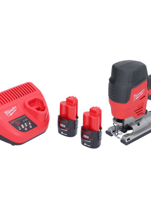 Scie sauteuse à batterie Milwaukee M12 JS-202 12 V + 2x batteries 2,0 Ah + chargeur