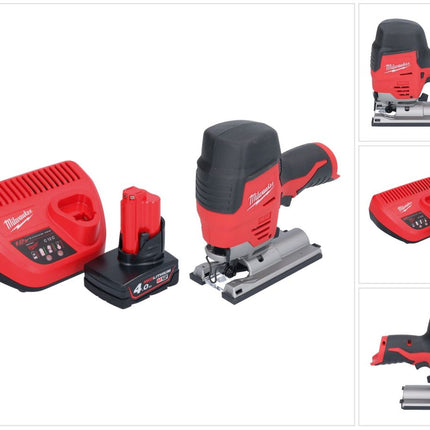 Milwaukee M12 JS-401 Akku Stichsäge 12 V + 1x Akku 4,0 Ah + Ladegerät