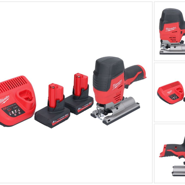 Milwaukee M12 JS-502 Akku Stichsäge 12 V + 2x Akku 5,0 Ah + Ladegerät