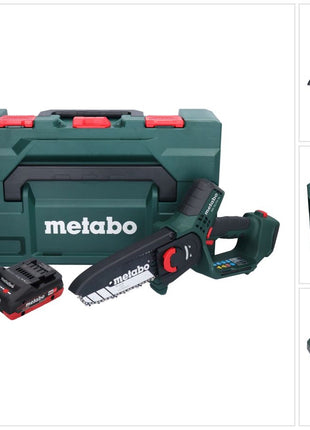 Metabo MS 18 LTX 15 Akku Gehölzsäge 18 V 15 cm 5 m/s + 1x Akku 4,0 Ah + Ladegerät + metaBOX