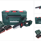 Metabo MS 18 LTX 15 Akku Gehölzsäge 18 V 15 cm 5 m/s + 2x Akku 4,0 Ah + Ladegerät + metaBOX