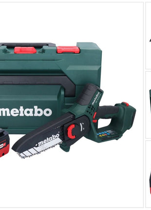 Metabo MS 18 LTX 15 Akku Gehölzsäge 18 V 15 cm 5 m/s + 1x Akku 5,5 Ah + metaBOX - ohne Ladegerät