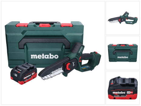 Metabo MS 18 LTX 15 Akku Gehölzsäge 18 V 15 cm 5 m/s + 1x Akku 5,5 Ah + metaBOX - ohne Ladegerät