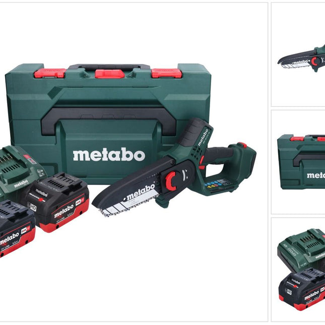 Metabo MS 18 LTX 15 Akku Gehölzsäge 18 V 15 cm 5 m/s + 2x Akku 5,5 Ah + Ladegerät + metaBOX