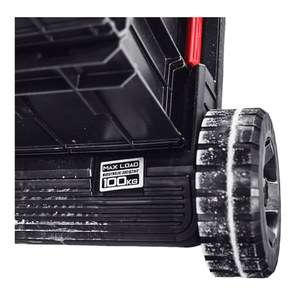 Qbrick System ONE Transport Platform stapelbar 745 x 510 x 180 mm mit Schwenkrädern aus Metall und Bremse