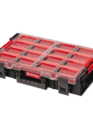 Qbrick System ONE Organizer XL 2.0 Long Bin stapelbar 582 x 387 x 131 mm 13,5 l IP66 mit 4 Inlays und 12 Trennwände