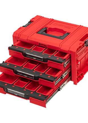 Qbrick System PRO Drawer 3 Toolbox 2.0 Expert RED ULTRA HD Werkzeugkoffer 450 x 310 x 244 mm 13,5 l stapelbar IP54 mit 3 Schubladen