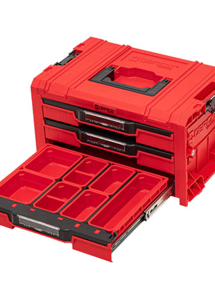 Qbrick System PRO Drawer 3 Toolbox 2.0 Expert RED ULTRA HD Werkzeugkoffer 450 x 310 x 244 mm 13,5 l stapelbar IP54 mit 3 Schubladen