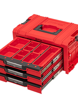 Qbrick System PRO Drawer 3 Toolbox 2.0 Expert RED ULTRA HD Werkzeugkoffer 450 x 310 x 244 mm 13,5 l stapelbar IP54 mit 3 Schubladen