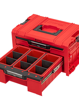 Qbrick System PRO Drawer 2 Toolbox 2.0 Expert RED ULTRA HD Werkzeugkoffer 450 x 310 x 244 mm 14 l stapelbar IP54 mit 2 Schubladen