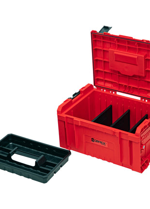 Qbrick System PRO Toolbox 2.0 RED ULTRA HD Custom Werkzeugkoffer 450 x 260 x 240 mm 19 l stapelbar IP54 mit 3 Fächern und Ablage