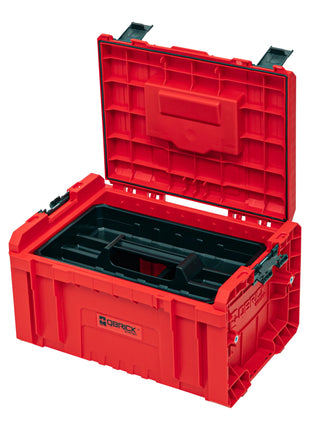 Qbrick System PRO Toolbox 2.0 RED ULTRA HD Custom Werkzeugkoffer 450 x 260 x 240 mm 19 l stapelbar IP54 mit 3 Fächern und Ablage