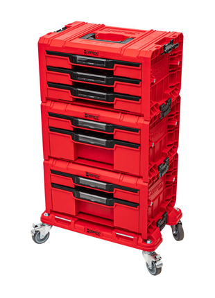 Qbrick System PRO Drawer Workshop Set 3 RED ULTRA HD + 2x Drawer 2 Toolbox + 1x Drawer 3 Toolbox + Rollbrett