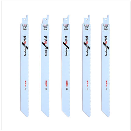 Bosch 5 Säbelsägeblätter 225 mm Flexible for Metal S 1122 BF / S1122BF ( 2608656019 ) - Toolbrothers