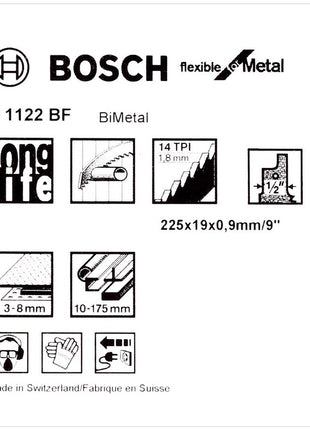 Bosch 5 Säbelsägeblätter 225 mm Flexible for Metal S 1122 BF / S1122BF ( 2608656019 ) - Toolbrothers