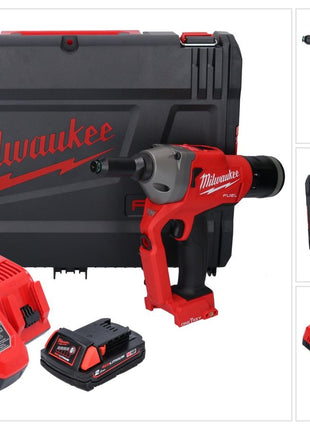 Milwaukee M18 ONEFPRT-201X Akku Blindnietgerät 18 V 20 kN Brushless + 1x Akku 2,0 Ah + Ladegerät + HD Box