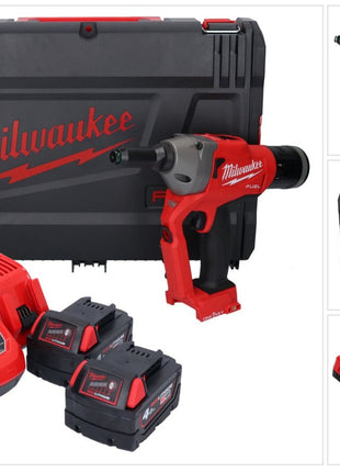 Milwaukee M18 ONEFPRT-402X Akku Blindnietgerät 18 V 20 kN Brushless + 2x Akku 4,0 Ah + Ladegerät + HD Box