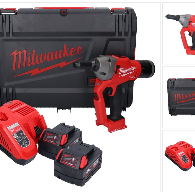 Milwaukee M18 ONEFPRT-402X Akku Blindnietgerät 18 V 20 kN Brushless + 2x Akku 4,0 Ah + Ladegerät + HD Box