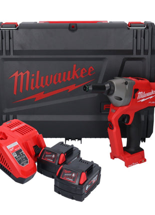 Riveteuse aveugle sur batterie Milwaukee M18 ONEFPRT-602X 18 V 20 kN sans balais + 2x batterie 6,0 Ah + chargeur + boîtier HD