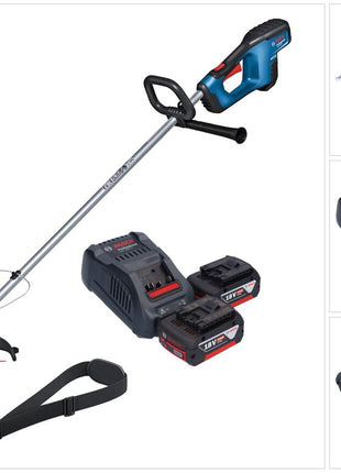 Bosch GRT 18V-33 Professional Akku Rasentrimmer 18 V 330 mm Brushless + 2x Akku 5,0 Ah + Ladegerät