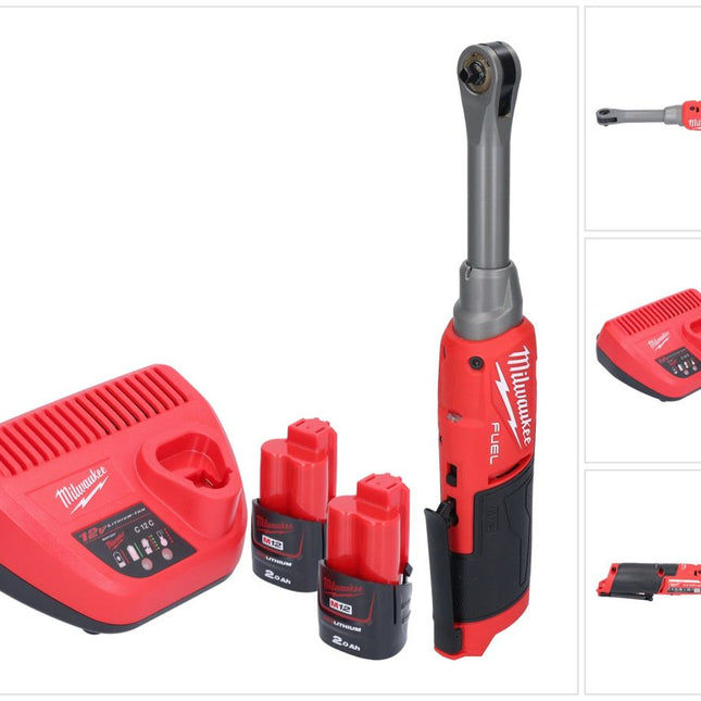 Milwaukee M12 FHIR14LR-202 Akku Hochgeschwindigkeits Ratsche 12 V 47 Nm 1/4" Brushless + 2x Akku 2,0 Ah + Ladegerät