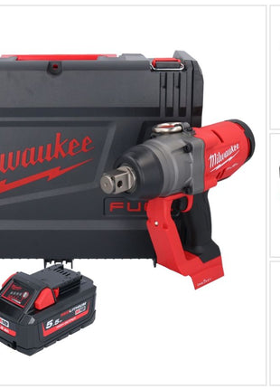 Milwaukee M18 ONEFHIWF1-551X Llave de impacto inalámbrica 18 V 2033 Nm 1″ sin escobillas + 1x batería 5,5 Ah + caja HD - sin cargador