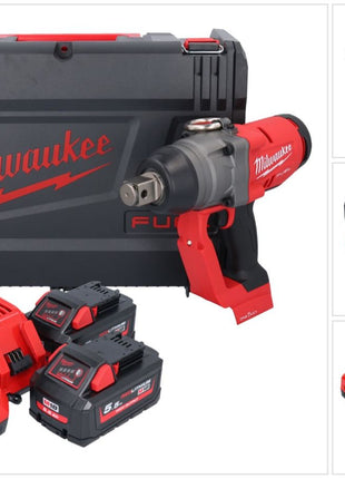 Milwaukee M18 ONEFHIWF1-552X Akumulatorowy klucz udarowy 18 V 2033 Nm 1″ bezszczotkowy + 2x akumulator 5,5 Ah + ładowarka + pudełko HD