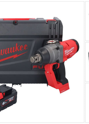 Milwaukee M18 ONEFHIWF1-601X Llave de impacto inalámbrica 18 V 2033 Nm 1″ sin escobillas + 1x batería 6,0 Ah + caja HD - sin cargador